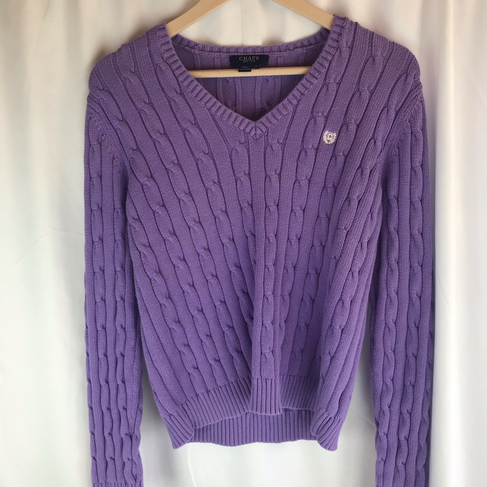 Chaps Purple Cable Knit Sweater Size Large